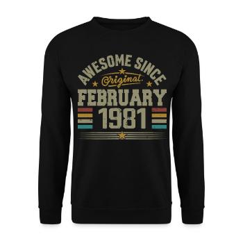 February 1981 44th Anniversary Gift, February 1981 - Unisex Sweatshirt - black - Front - Alina (178cm) & Michal (187cm)