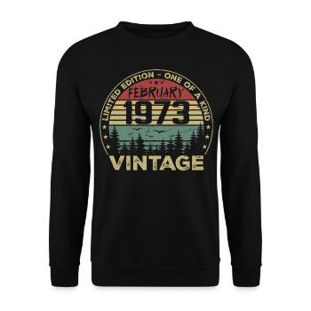 Rétro Février 1973 Cadeau Vintage Février 1973 - Sweat-shirt Unisexe - noir - Devant - Alina (178cm) & Michal (187cm)
