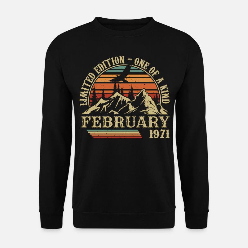 Februar 1971 Retro Geboren Februar 1971 Geburtstag - Unisex Pullover - Schwarz