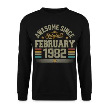 February 1982 43rd Anniversary Gift, February 1982 - Unisex Sweatshirt - black - Front - Alina (178cm) & Michal (187cm)