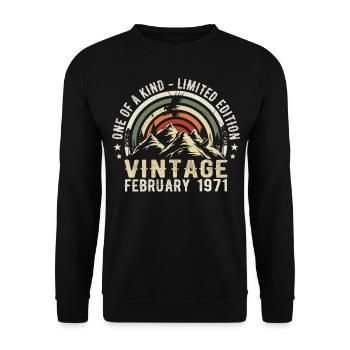 Birthday - February Gift Vintage February 1971 - Unisex Sweatshirt - black - Front - Alina (178cm) & Michal (187cm)