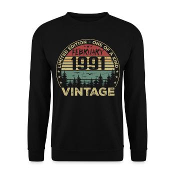Rétro Février 1991 Cadeau Vintage Février 1991 - Sweat-shirt Unisexe - noir - Devant - Alina (178cm) & Michal (187cm)