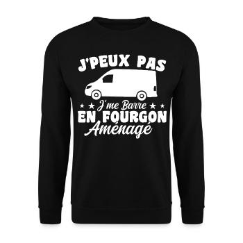 J'peux pas j'me barre en fourgon aménagé - Sweat-shirt Unisexe - noir - Devant - Alina (178cm) & Michal (187cm)