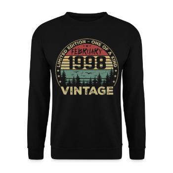Rétro Février 1998 Cadeau Vintage Février 1998 - Sweat-shirt Unisexe - noir - Devant - Alina (178cm) & Michal (187cm)