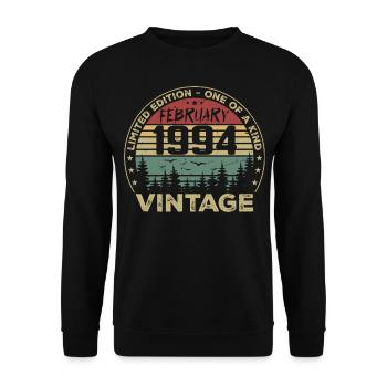 Rétro Février 1994 Cadeau Vintage Février 1994 - Sweat-shirt Unisexe - noir - Devant - Alina (178cm) & Michal (187cm)