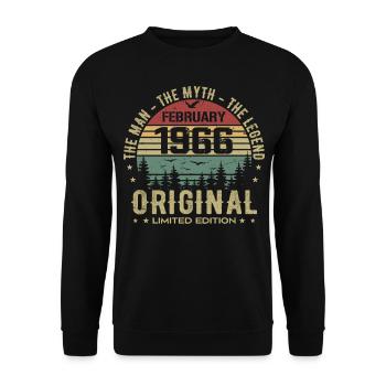 Anniversaire Février 1966 | Vintage Février 1966 - Sweat-shirt Unisexe - noir - Devant - Alina (178cm) & Michal (187cm)