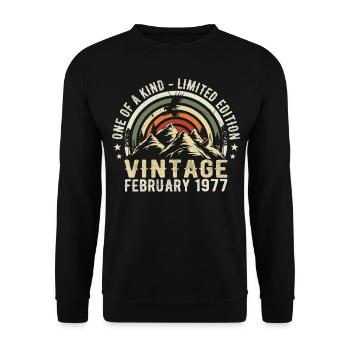 Anniversaire - février Cadeau Vintage février 1977 - Sweat-shirt Unisexe - noir - Devant - Alina (178cm) & Michal (187cm)