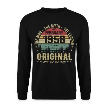 Anniversaire Février 1956 | Vintage Février 1956 - Sweat-shirt Unisexe - noir - Devant - Alina (178cm) & Michal (187cm)
