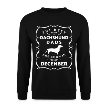 Dachshund Dads Are Born In December - Unisex Sweatshirt - black - Front - Alina (178cm) & Michal (187cm)