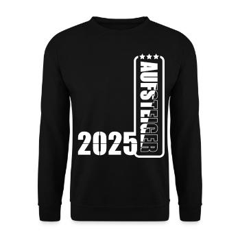 Aufsteiger 2025 Aufstiegstrikot Aufstieg 25 - Unisex Pullover - Schwarz - Vorne - Alina (178cm) & Michal (187cm)