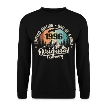 Februar 1996 - Februar 1996 Geschenk - Unisex Pullover - Schwarz - Vorne - Alina (178cm) & Michal (187cm)