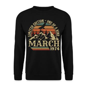 Cadeau D'anniversaire Mars 1974, Nées En Mars 1974 - Sweat-shirt Unisexe - noir - Devant - Alina (178cm) & Michal (187cm)