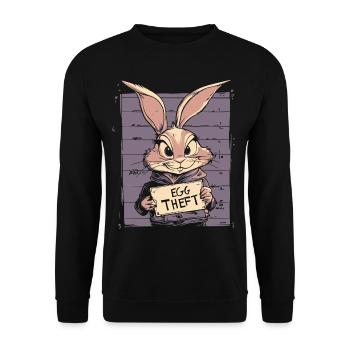 Hase Eierdieb Osterhase Mugshot Polizeifoto Ostern - Unisex Pullover - Schwarz - Vorne - Alina (178cm) & Michal (187cm)