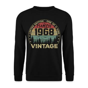 März 1968 - Bestes Geburtstagsgeschenk März 1968 - Unisex Pullover - Schwarz - Vorne - Alina (178cm) & Michal (187cm)