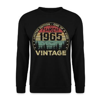 März 1965 - Bestes Geburtstagsgeschenk März 1965 - Unisex Pullover - Schwarz - Vorne - Alina (178cm) & Michal (187cm)