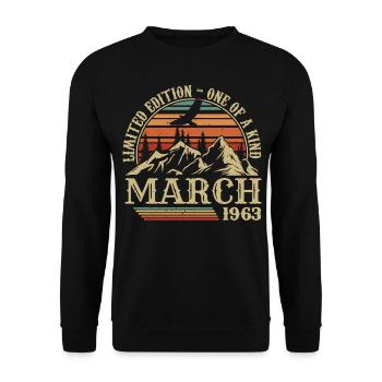 March 1963 Birthday Gift, Born In March 1963 - Unisex Sweatshirt - black - Front - Alina (178cm) & Michal (187cm)
