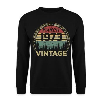 März 1973 - Bestes Geburtstagsgeschenk März 1973 - Unisex Pullover - Schwarz - Vorne - Alina (178cm) & Michal (187cm)