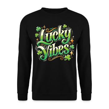 Saint-Patrick Lucky Vibes Shamrock - Sweat-shirt Unisexe - noir - Devant - Alina (178cm) & Michal (187cm)