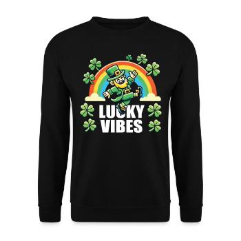 St. Patrick's Day Happy Vibes Rainbow - Unisex Sweatshirt - black - Front - Alina (178cm) & Michal (187cm)