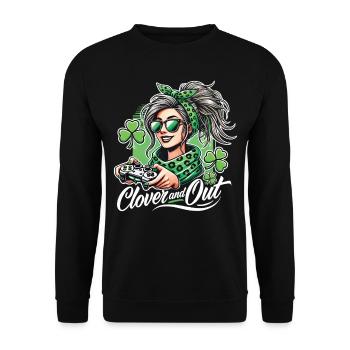 Saint-Patrick Gamer style Girl trèfle et dehors - Sweat-shirt Unisexe - noir - Devant - Alina (178cm) & Michal (187cm)