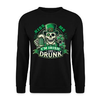 Embrasse-moi Je suis Irlandais Et Ivre St. Patrick’s - Sweat-shirt Unisexe - noir - Devant - Alina (178cm) & Michal (187cm)