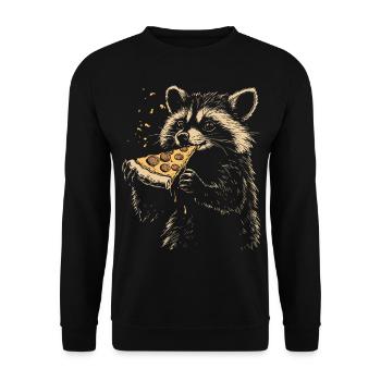 Raton laveur mangeant de la pizza - Sweat-shirt Unisexe - noir - Devant - Alina (178cm) & Michal (187cm)