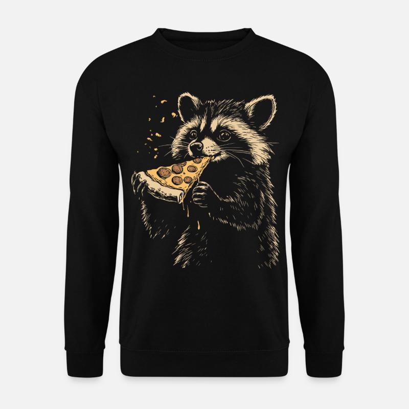 Waschbär isst Pizza - Unisex Pullover - Schwarz
