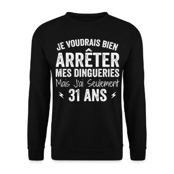 31st Birthday Gift Funny 31 Years - Unisex Sweatshirt - black - Front - Alina (178cm) & Michal (187cm)