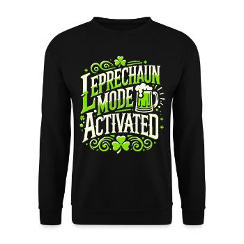Leprechaun Mode Activates St. Patrick's Day - Unisex Sweatshirt - black - Front - Alina (178cm) & Michal (187cm)