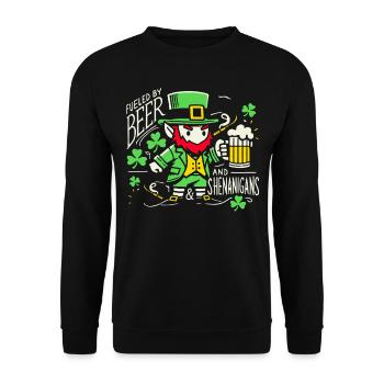 St. Patrick's Day Spaß Mit Bier Und Scherzen - Unisex Pullover - Schwarz - Vorne - Alina (178cm) & Michal (187cm)