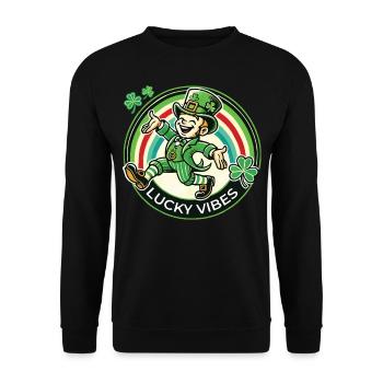 St. Patrick's Day Happy Vibes - Unisex Sweatshirt - black - Front - Alina (178cm) & Michal (187cm)