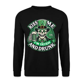 Saint-Patrick Embrasse-moi Je suis Irlandais - Sweat-shirt Unisexe - noir - Devant - Alina (178cm) & Michal (187cm)