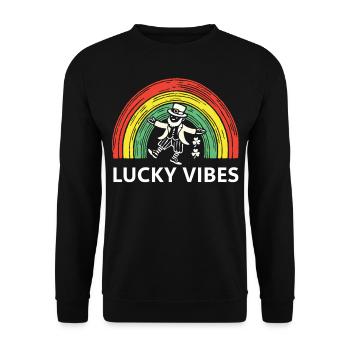 Happy Vibes St. Patrick's Day Rainbow - Unisex Sweatshirt - black - Front - Alina (178cm) & Michal (187cm)