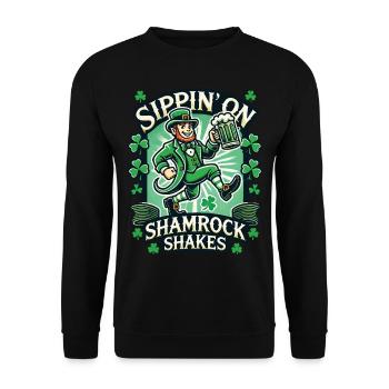 Siroter des shakes Shamrock pour la Saint-Patrick - Sweat-shirt Unisexe - noir - Devant - Alina (178cm) & Michal (187cm)
