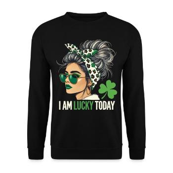La Saint-Patrick J’ai de la chance aujourd’hui Design - Sweat-shirt Unisexe - noir - Devant - Alina (178cm) & Michal (187cm)