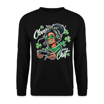 Clover And Out For St. Patrick's Day - Unisex Sweatshirt - black - Front - Alina (178cm) & Michal (187cm)