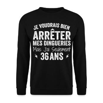 36th Birthday Gift Funny 36 Years - Unisex Sweatshirt - black - Front - Alina (178cm) & Michal (187cm)
