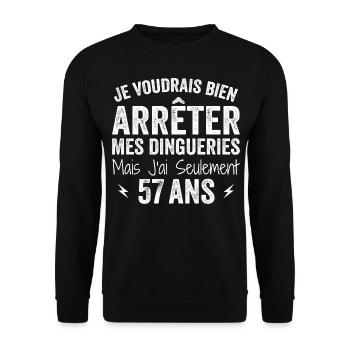 57th Birthday Gift Funny 57 Years - Unisex Sweatshirt - black - Front - Alina (178cm) & Michal (187cm)