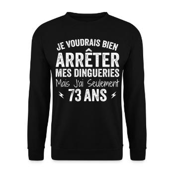 Cadeau 73e Anniversaire Droles 73 ans - Sweat-shirt Unisexe - noir - Devant - Alina (178cm) & Michal (187cm)