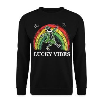 Happy Vibes St. Patrick's Day Rainbow - Unisex Sweatshirt - black - Front - Alina (178cm) & Michal (187cm)
