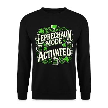 Leprechaun Mode Activates St. Patrick's Day Celebration - Unisex Sweatshirt - black - Front - Alina (178cm) & Michal (187cm)