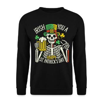 Fröhlichen St. Patrick's Day Skelett Party - Unisex Pullover - Schwarz - Vorne - Alina (178cm) & Michal (187cm)