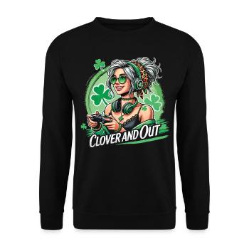 St. Patrick's Day Girl Gamerlook clover and out - Unisex Sweatshirt - black - Front - Alina (178cm) & Michal (187cm)