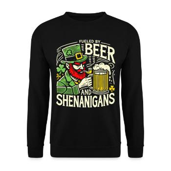 S’amuser à la Saint-Patrick avec de la bière et des manigances - Sweat-shirt Unisexe - noir - Devant - Alina (178cm) & Michal (187cm)