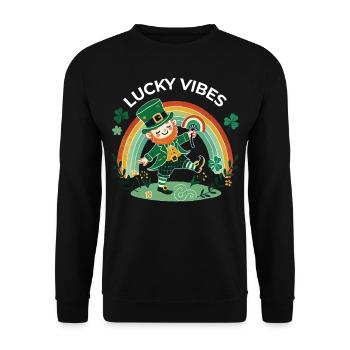 Des ondes porte-bonheur pour la Saint-Patrick - Sweat-shirt Unisexe - noir - Devant - Alina (178cm) & Michal (187cm)