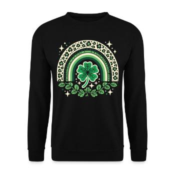 St. Patrick's Day Shamrock Rainbow Design - Unisex Sweatshirt - black - Front - Alina (178cm) & Michal (187cm)