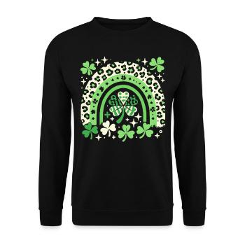St. Patrick's Day Lucky Clover and Rainbow - Unisex Sweatshirt - black - Front - Alina (178cm) & Michal (187cm)