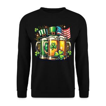 St. Patricks Tag Bierfreunde Kleeblatt - Unisex Pullover - Schwarz - Vorne - Alina (178cm) & Michal (187cm)