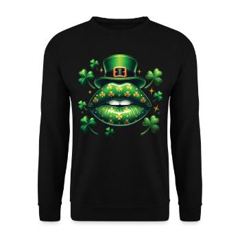 St. Patrick's Day Clover Lips Magic - Unisex Sweatshirt - black - Front - Alina (178cm) & Michal (187cm)