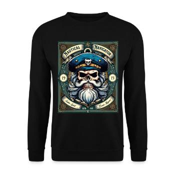 Sailor Skull Skull Captain Ahoy Ship - Unisex Sweatshirt - black - Front - Alina (178cm) & Michal (187cm)